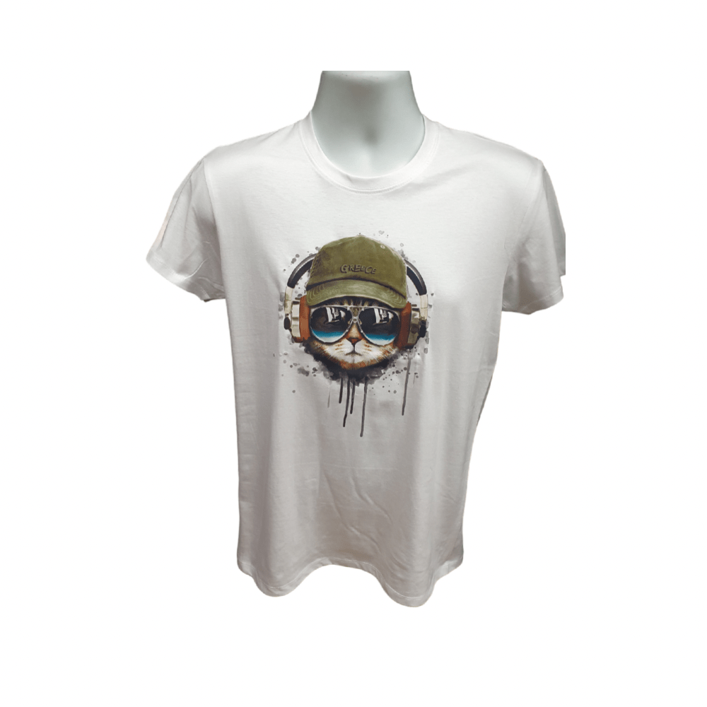 unisex-tshirt-cat-with-Greece-hat